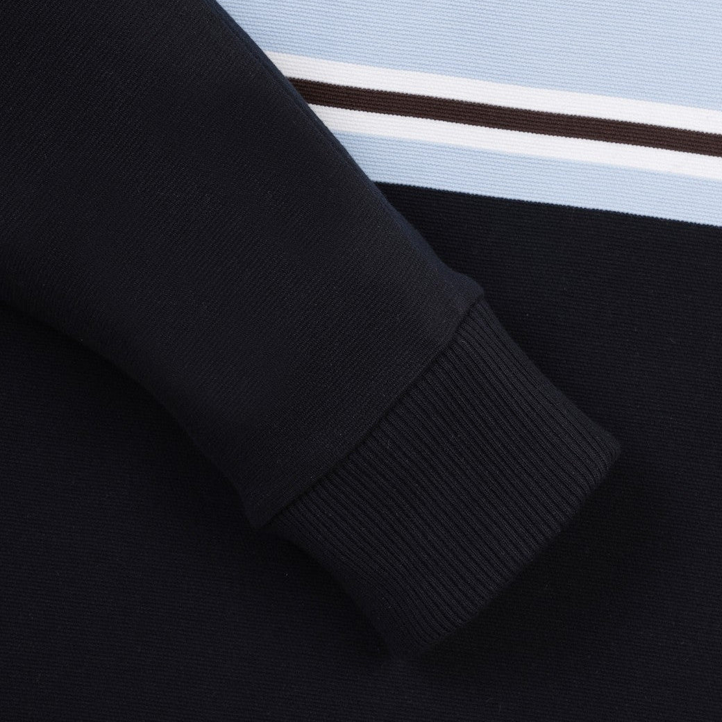 MEN カラーブロックスウェットポロシャツ ネイビー