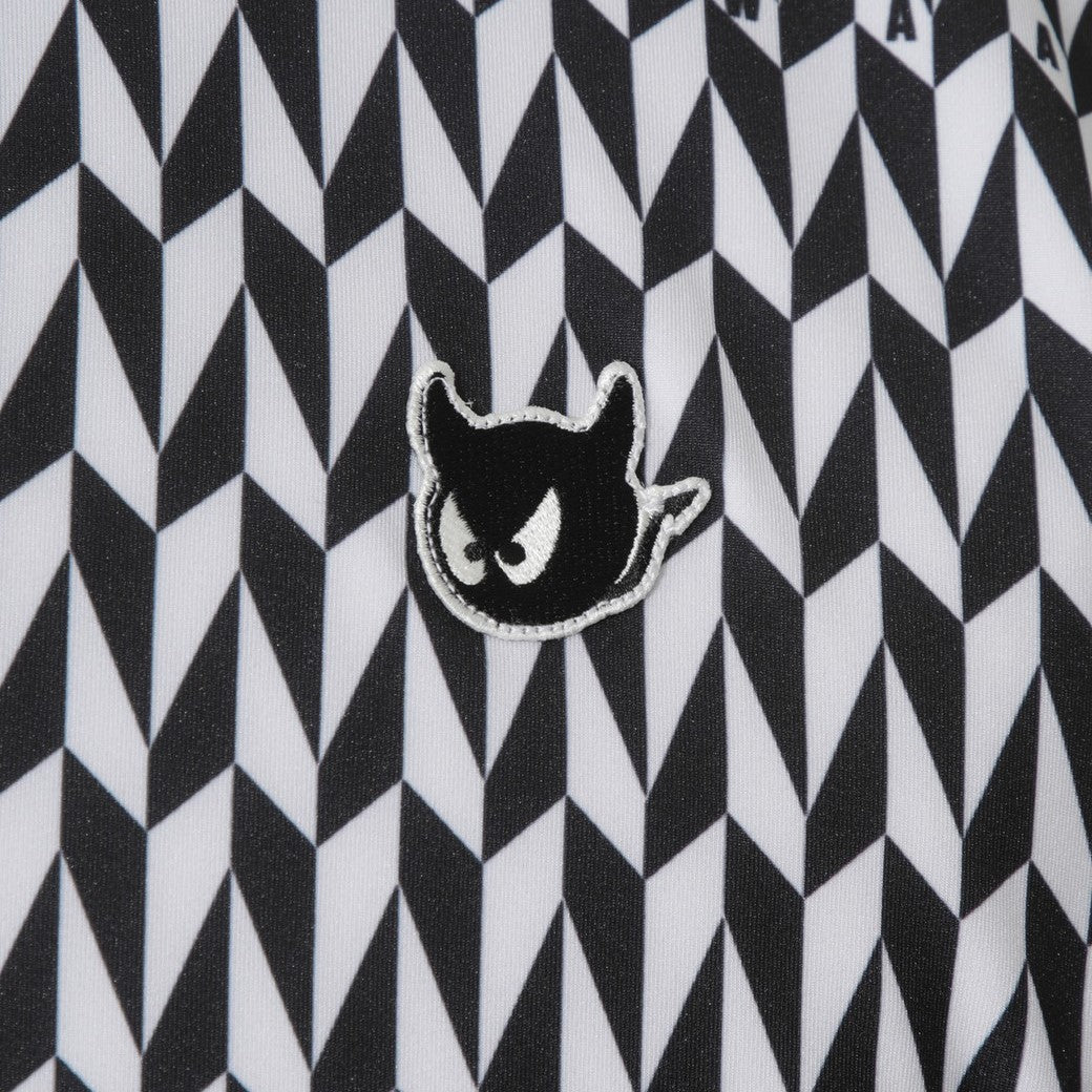 MEN ジオメトリックパターンポロシャツ ブラック