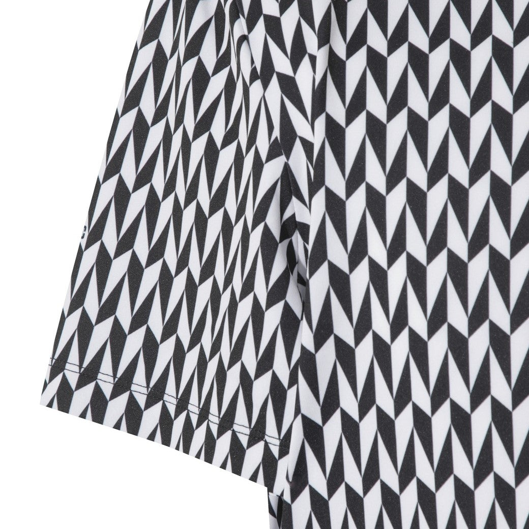 MEN ジオメトリックパターンポロシャツ ブラック