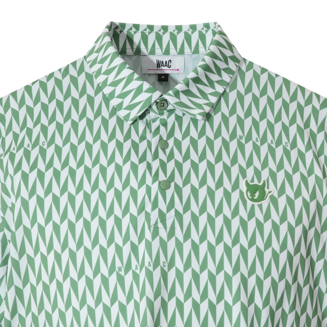 MEN ジオメトリックパターンポロシャツ カーキ