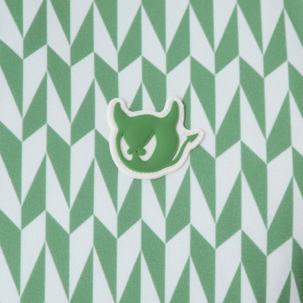 MEN ジオメトリックパターンポロシャツ カーキ