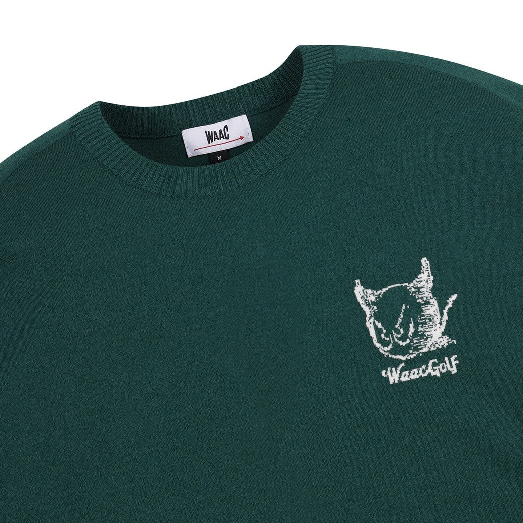 【25SS 新作|WEB限定】MEN DRAWING WAACKYクルーネックニット ダークグリーン