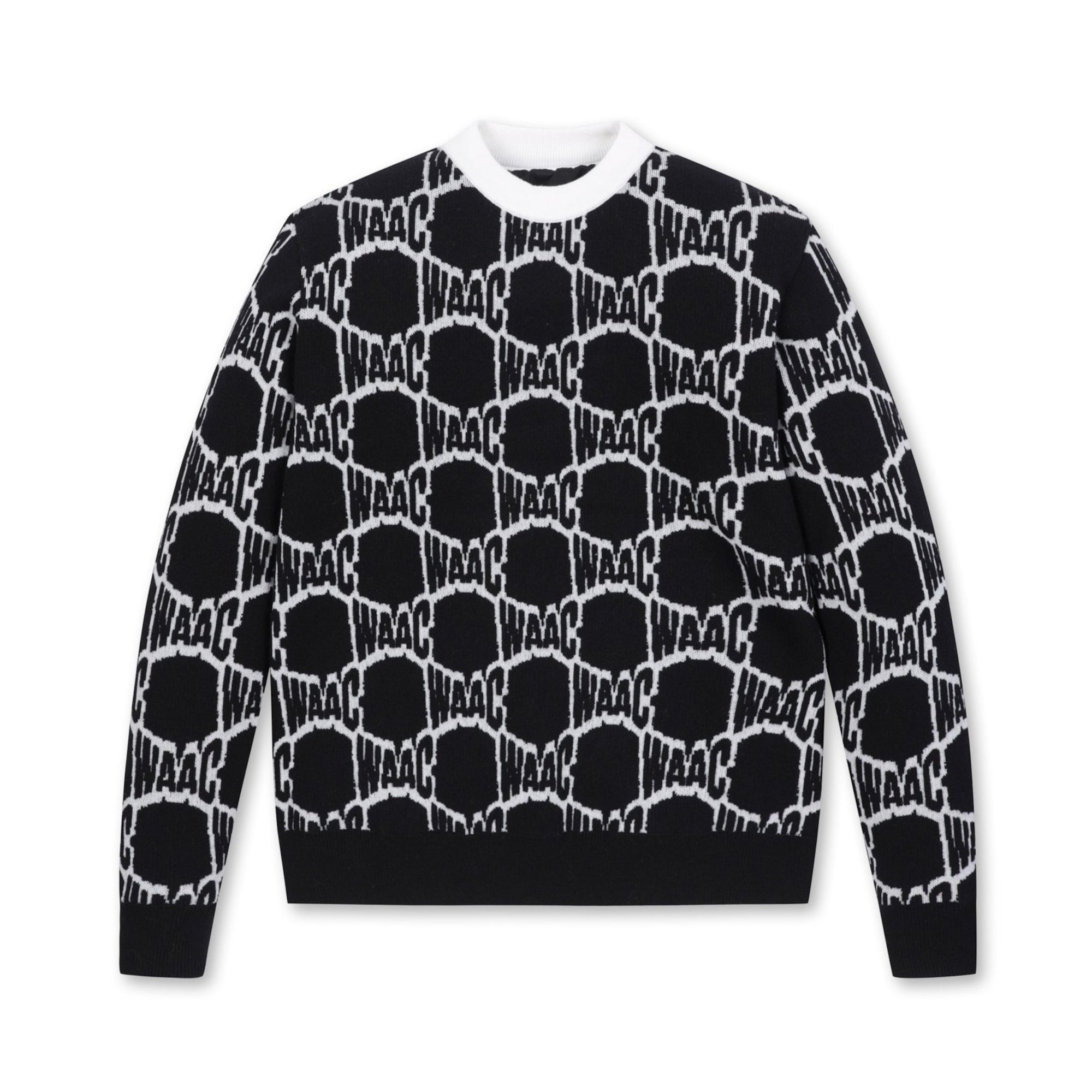 MEN WAACロゴパターンタートルネック ブラック