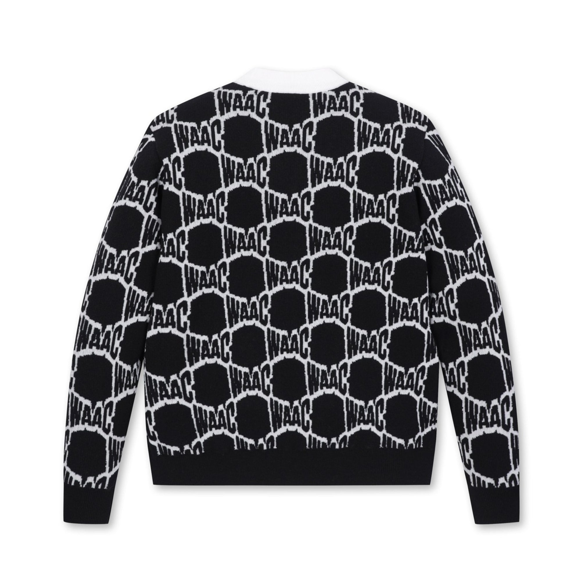 MEN WAACロゴパターンタートルネック ブラック
