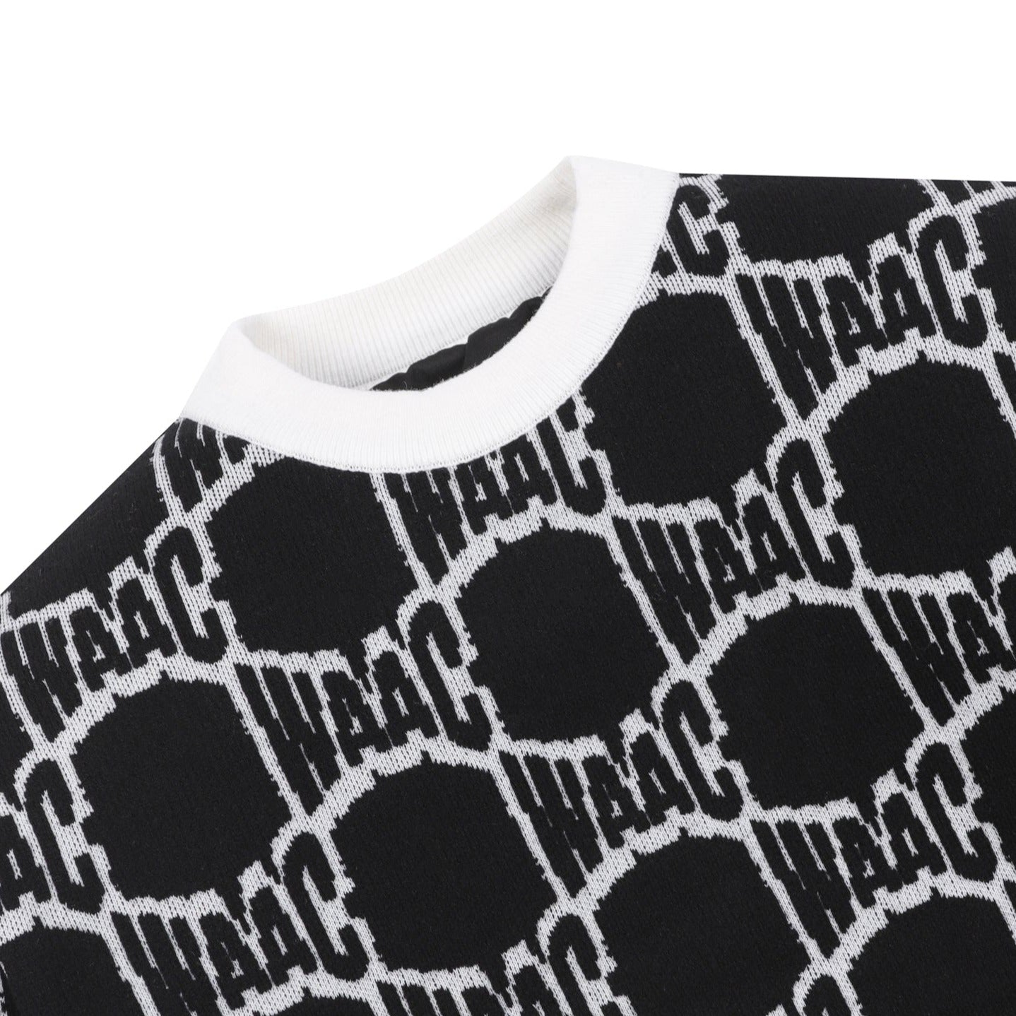 MEN WAACロゴパターンタートルネック ブラック