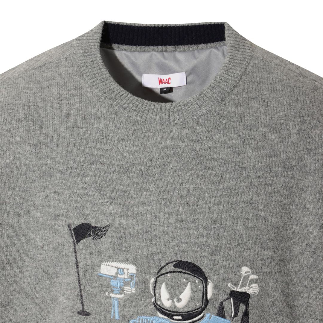 MEN SPACE WAACKY WOOL100 WINDPROOFセーター グレー