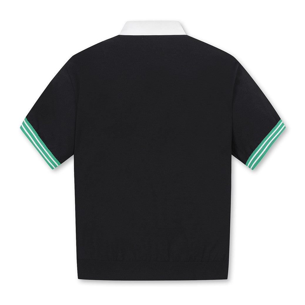 【店舗で人気】MENS ロゴポイント半袖ポロTシャツ ブラック/072332704