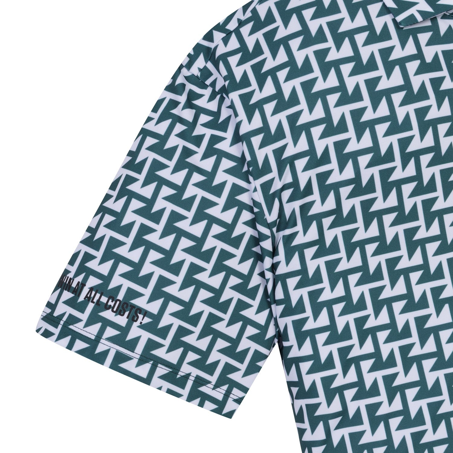 MEN ジオメトリックパターンポロシャツ グリーン