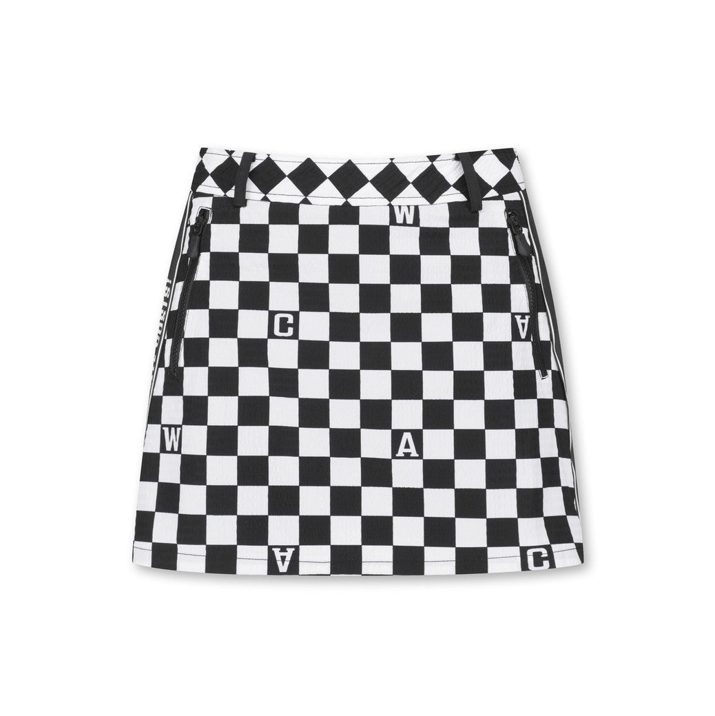 WOMENS チェッカーボードプリント Aライン キュロットスカート ブラック/072332356