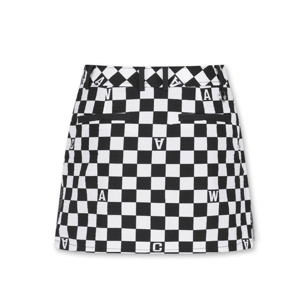 WOMENS チェッカーボードプリント Aライン キュロットスカート ブラック/072332356