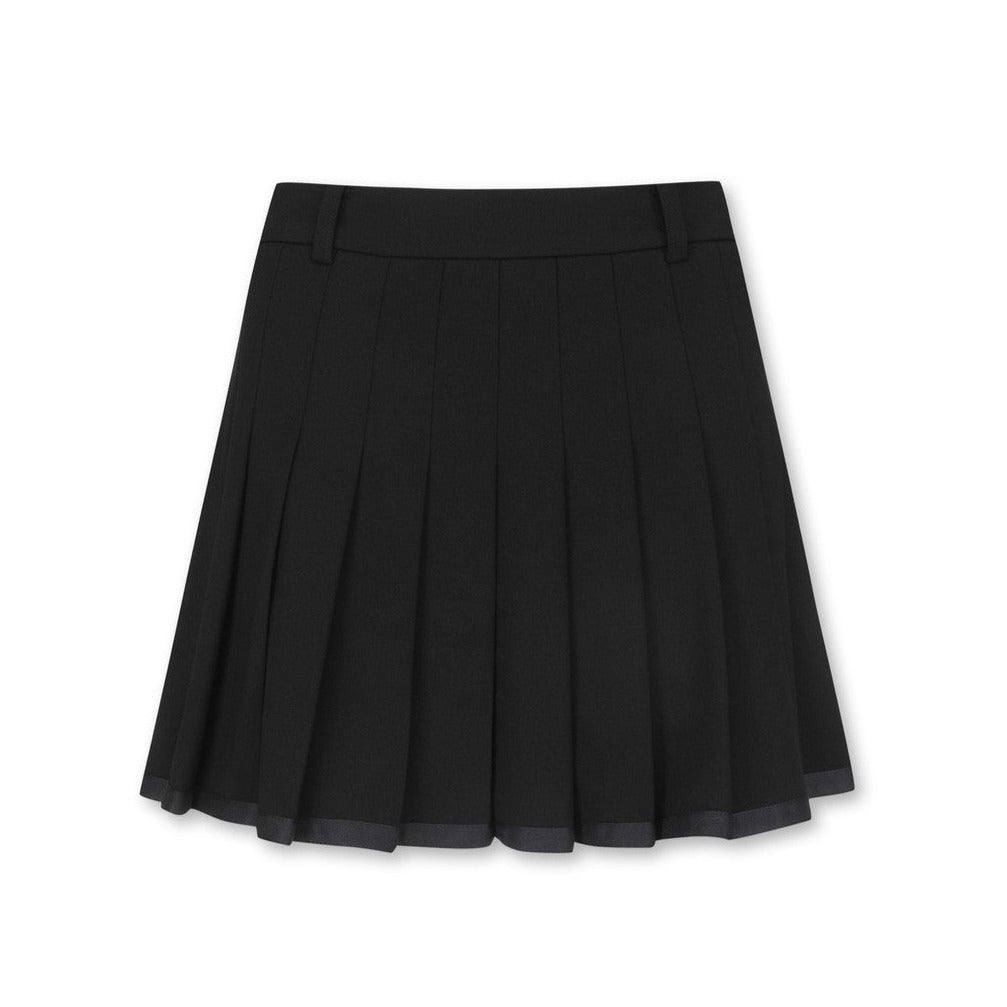 WOMEN ウールライクプリーツスカート ブラック