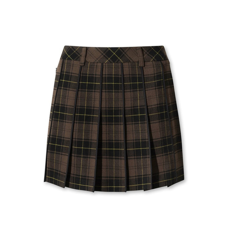 WOMEN チェックパターンプリーツスカート ブラウン