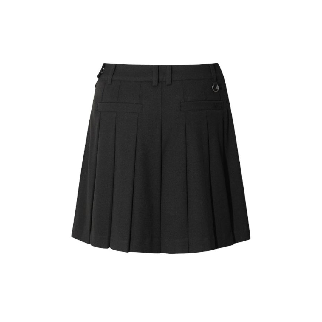 WOMEN アシンメトリー TRプリーツスカート ブラック