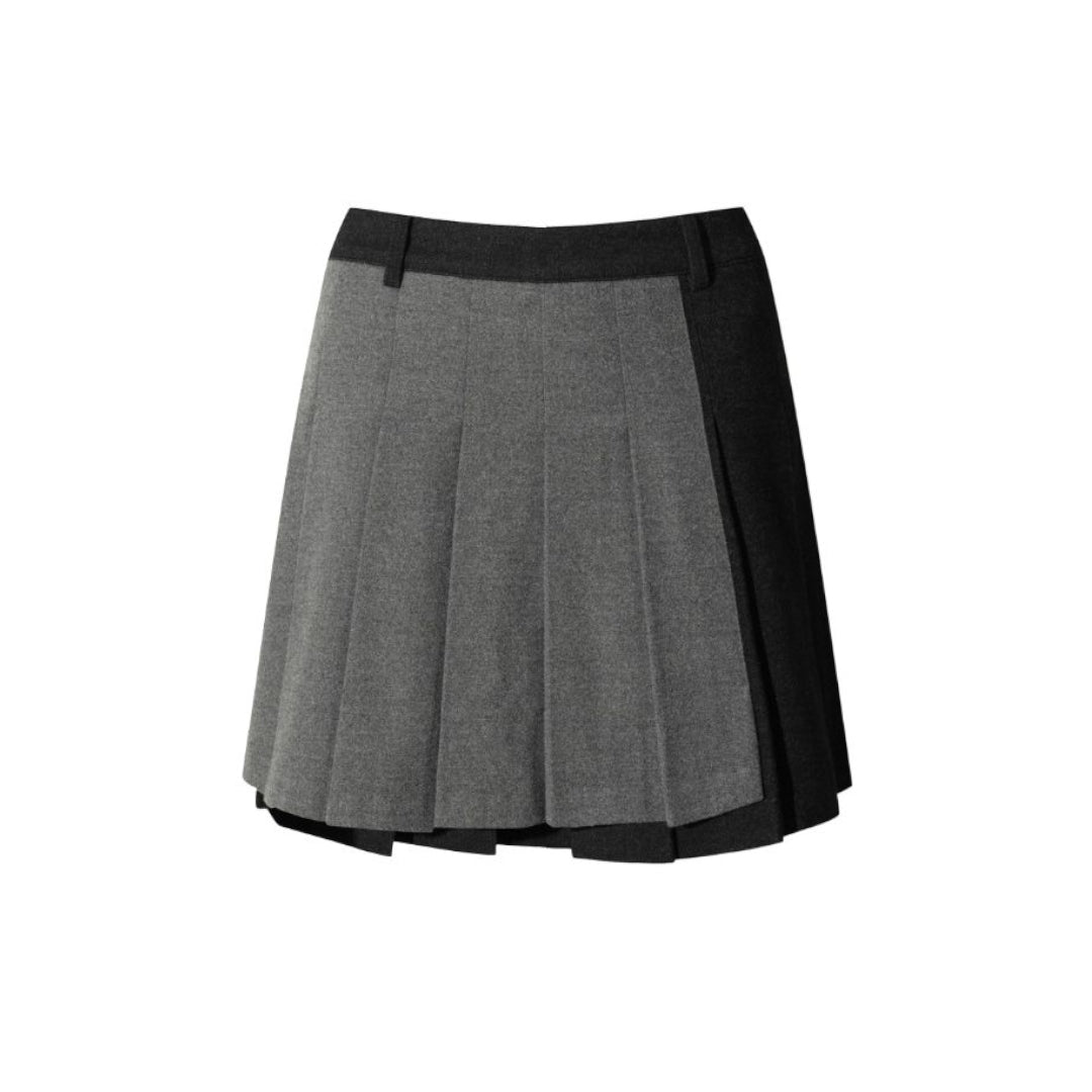 WOMEN アシンメトリー TRプリーツスカート グレー
