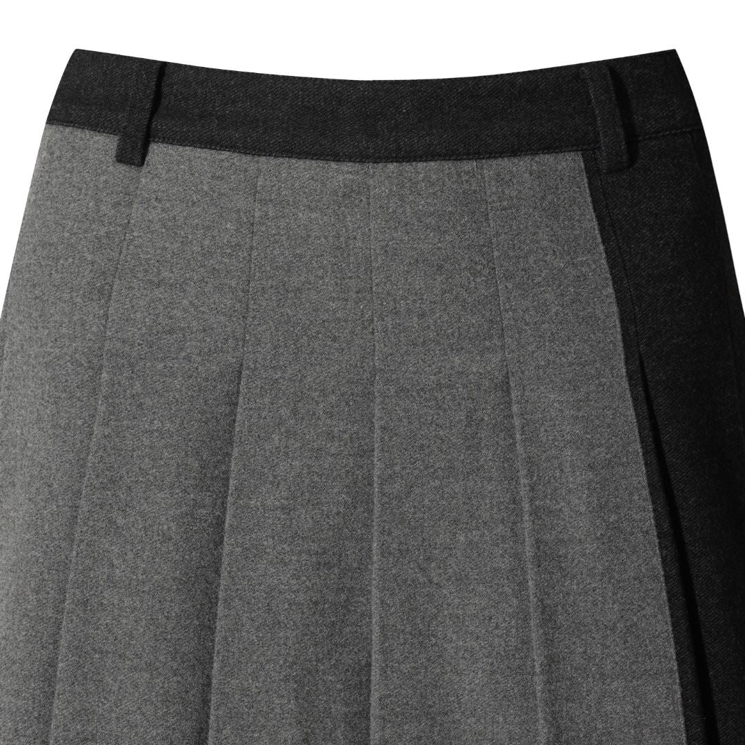 WOMEN アシンメトリー TRプリーツスカート グレー