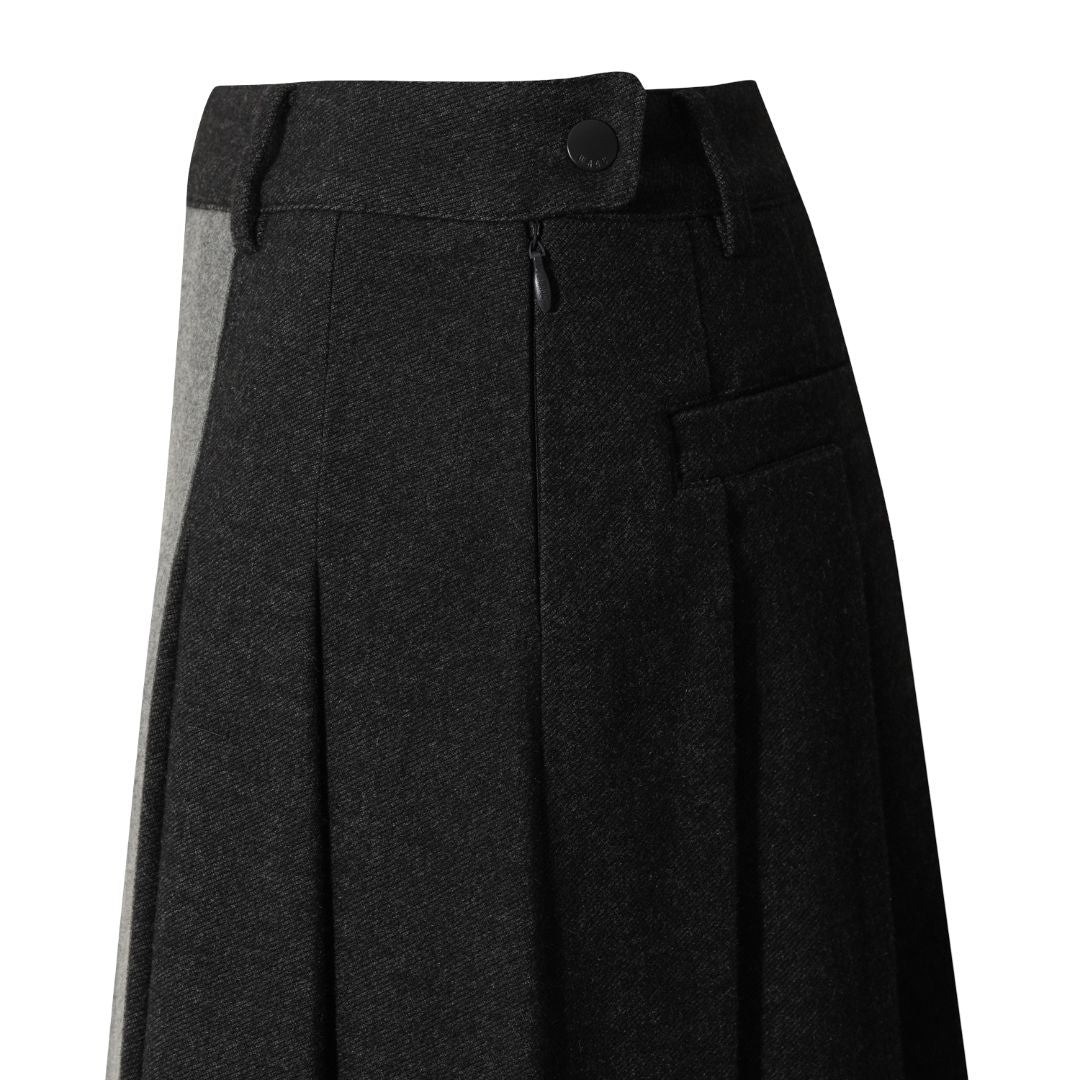 WOMEN アシンメトリー TRプリーツスカート グレー