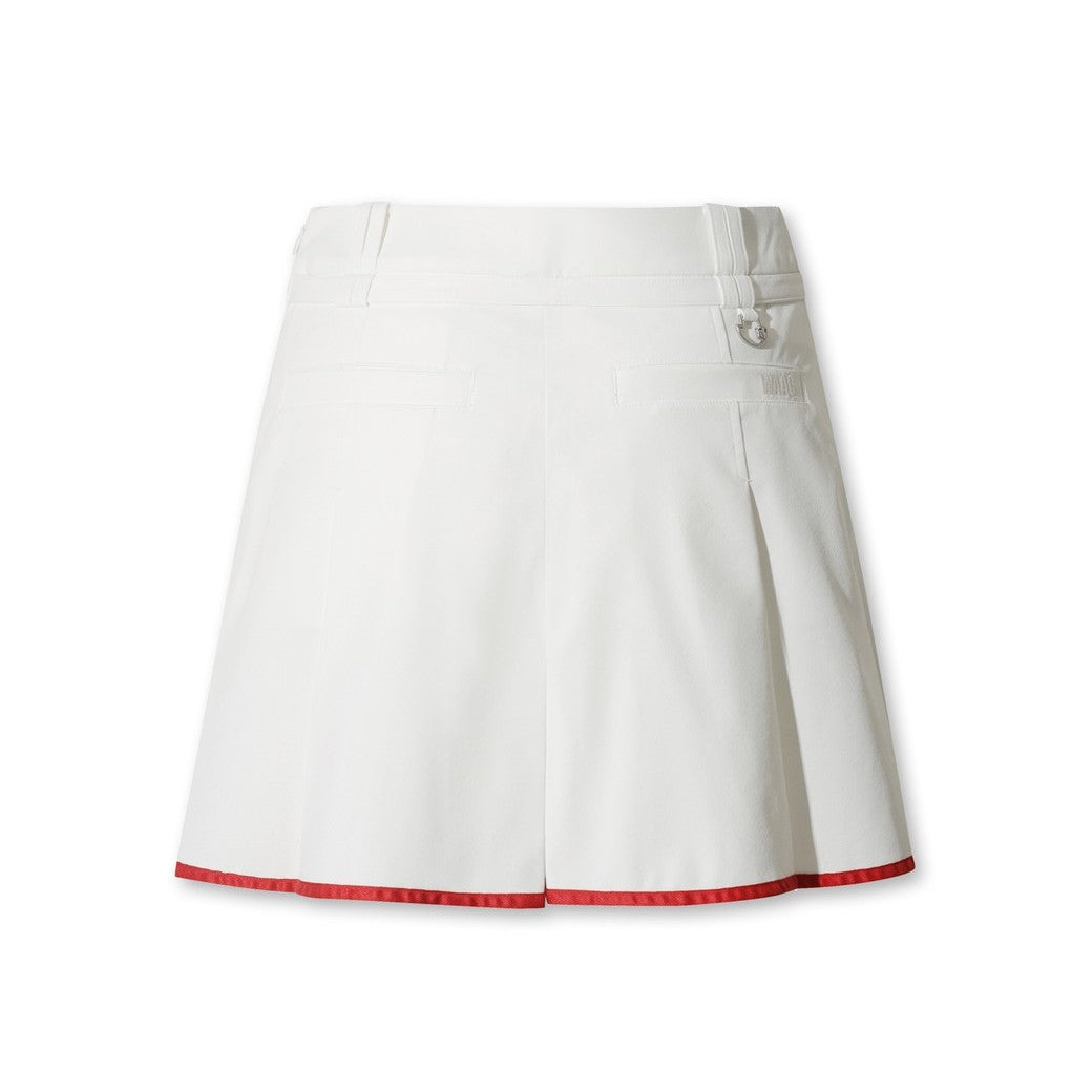 WOMEN ワイドプリーツ ハーフパンツ ホワイト