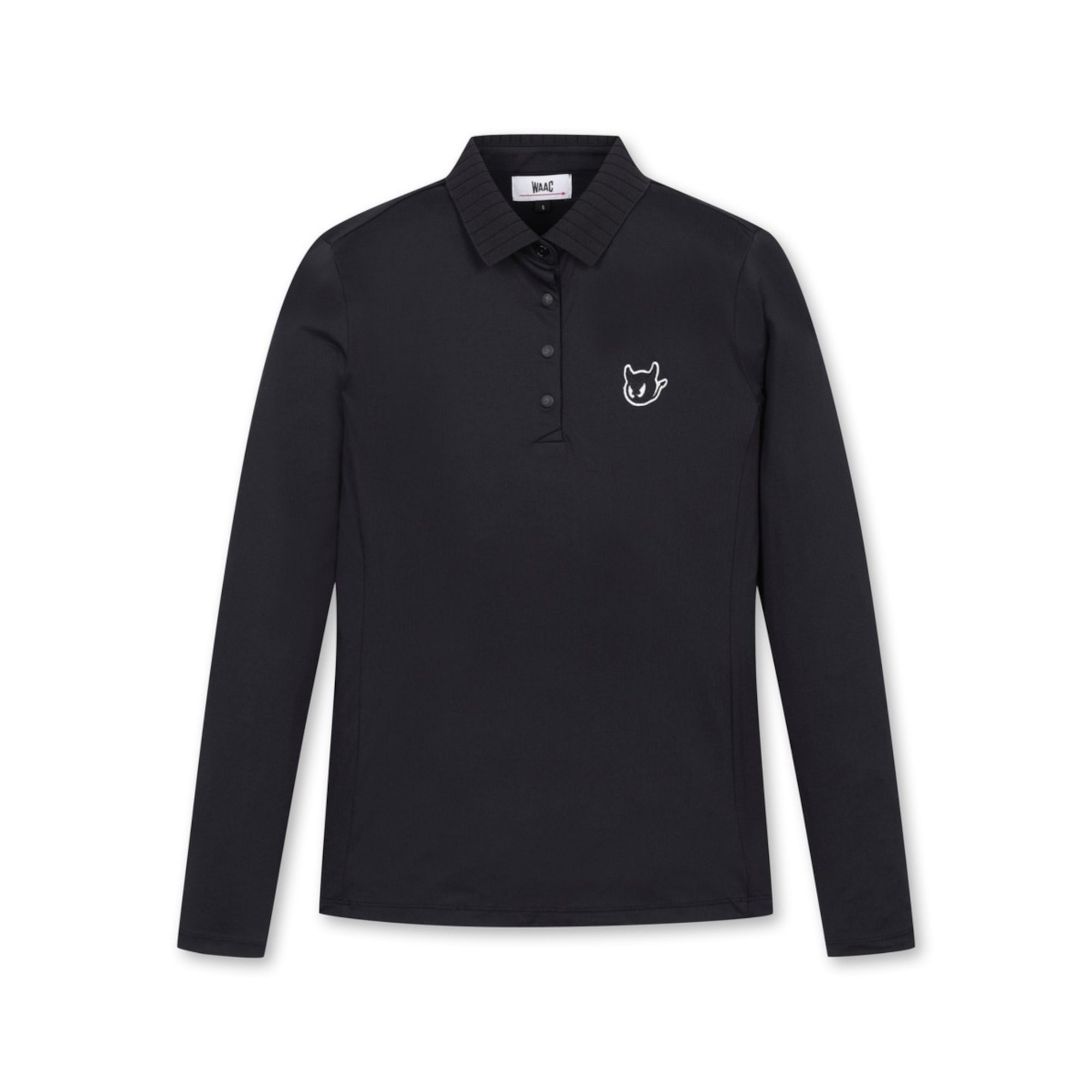 WOMENS ESSENTIAL長袖ポロシャツ ブラック/072344050