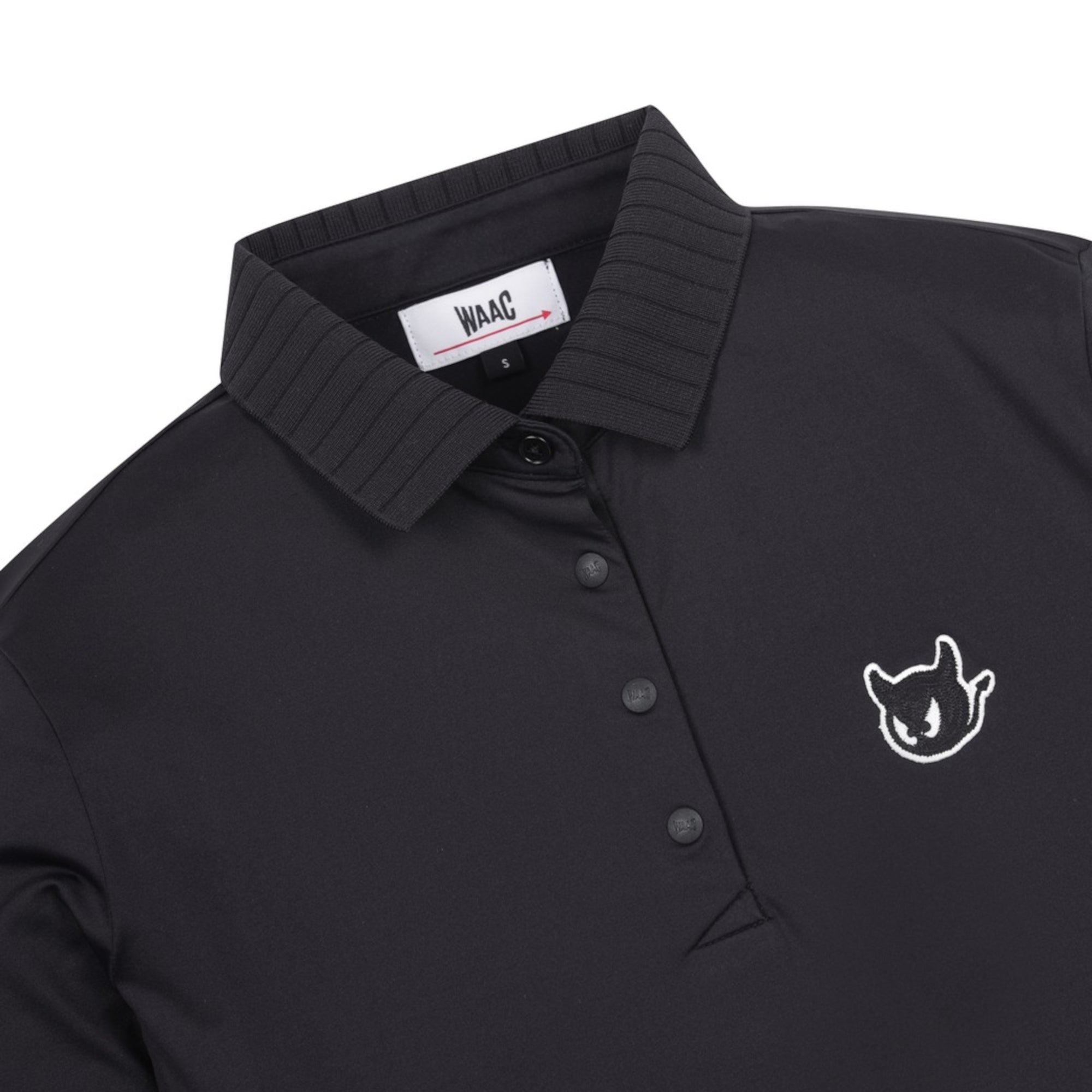 WOMENS ESSENTIAL長袖ポロシャツ ブラック/072344050