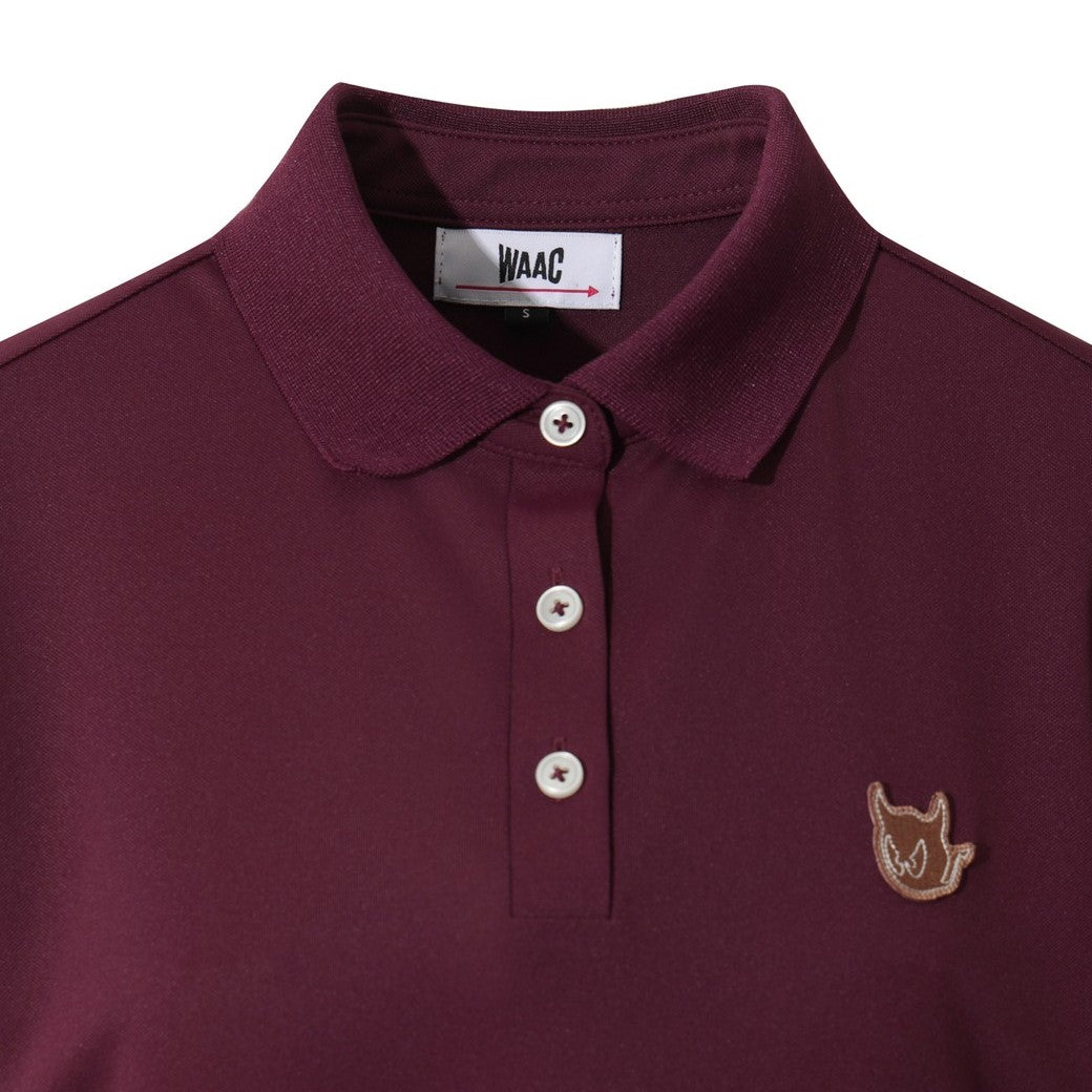 WOMEN WAACKY ESSENTIALピケポロシャツ バーガンディ
