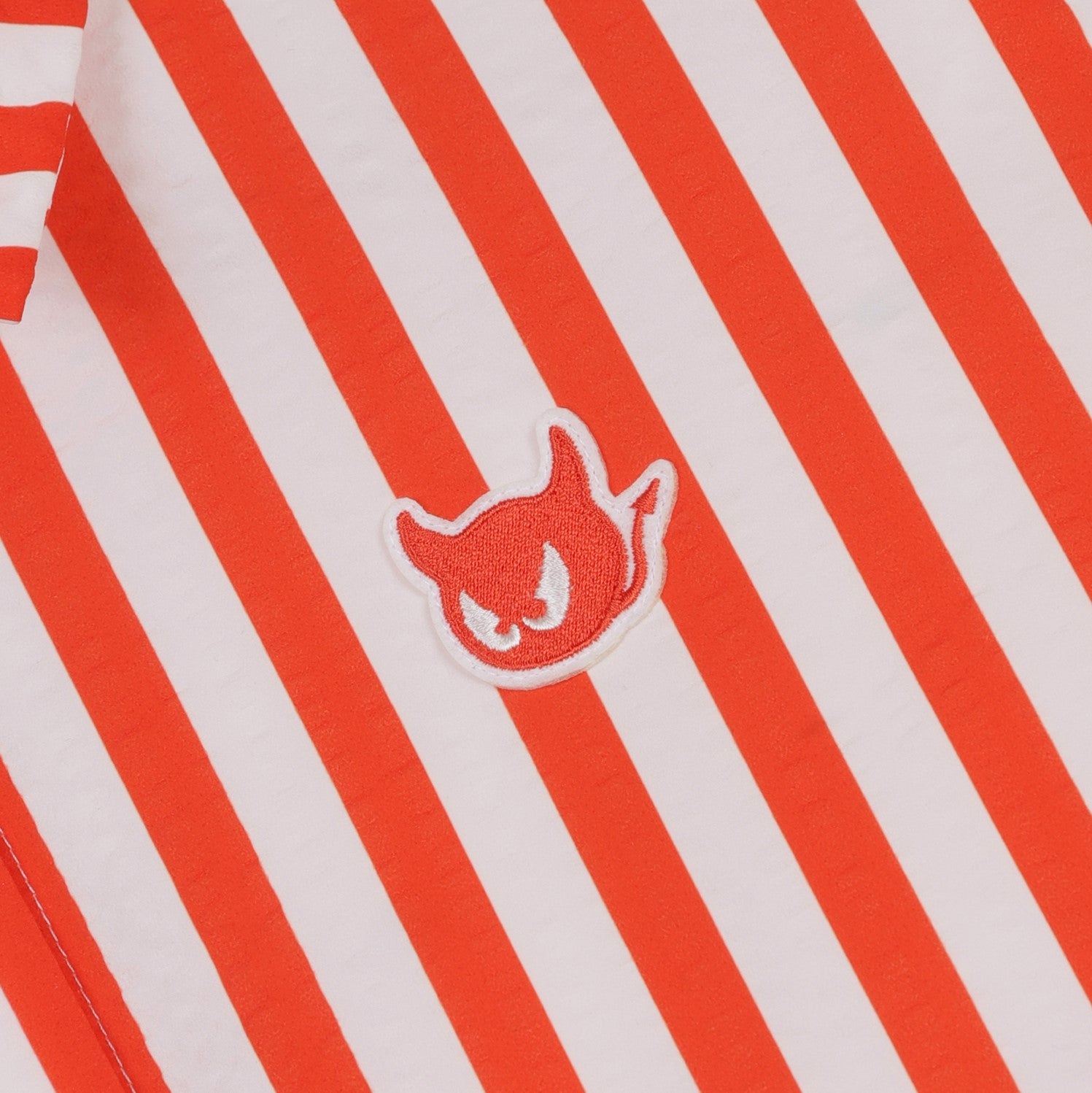 WOMEN シアサッカー ストライプシャツ レッド