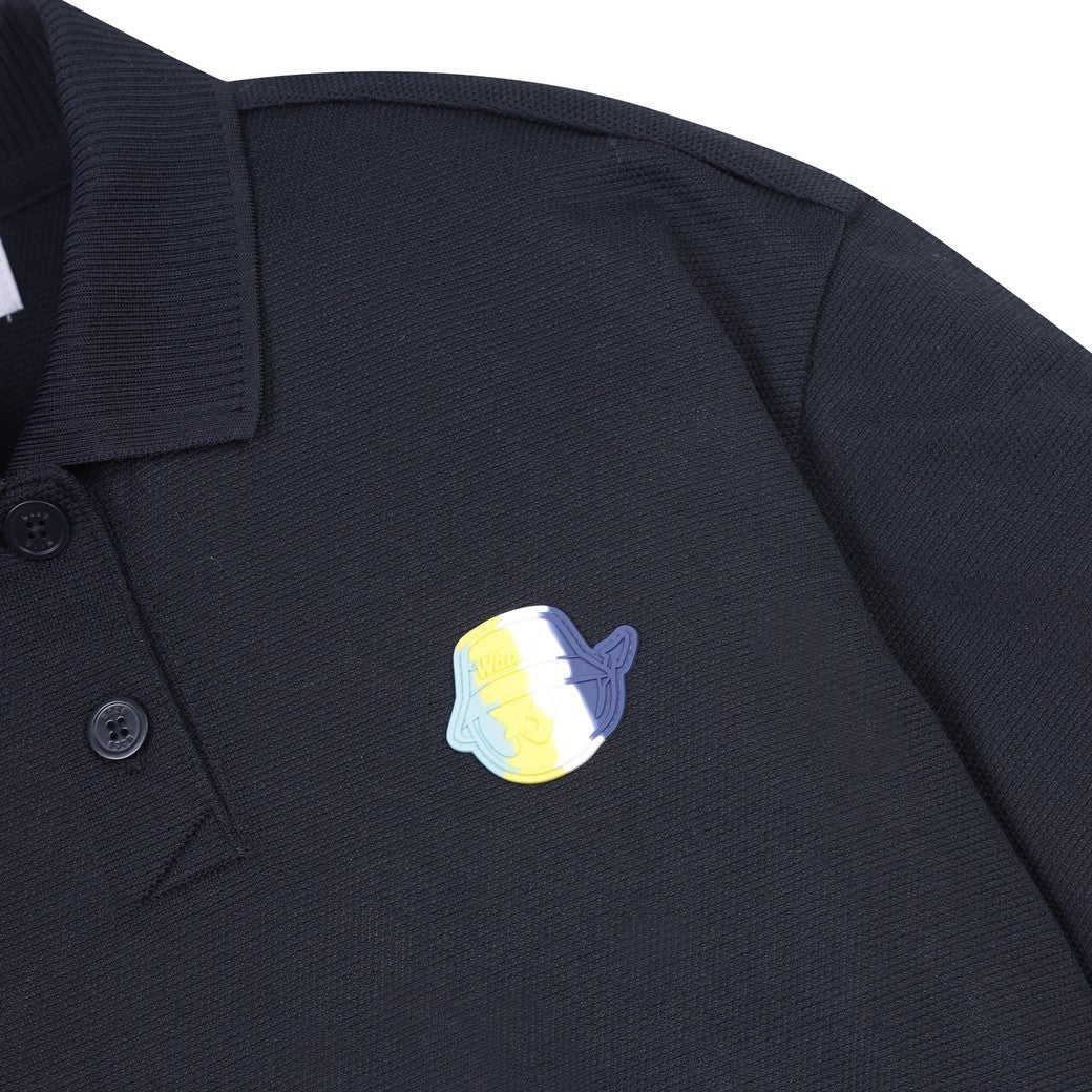 WOMEN カラーブロックルーズフィットポロシャツ ネイビー