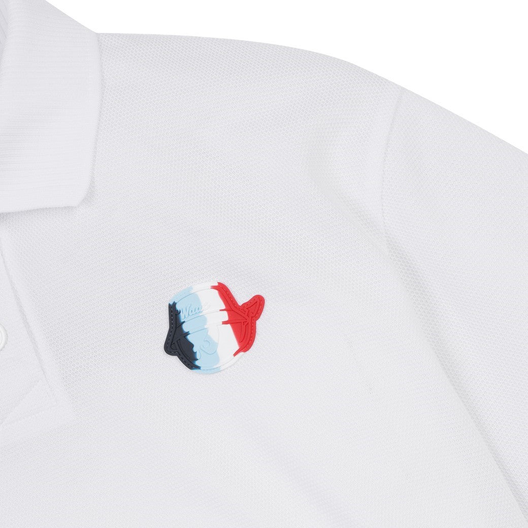 WOMEN カラーブロックルーズフィットポロシャツ ホワイト