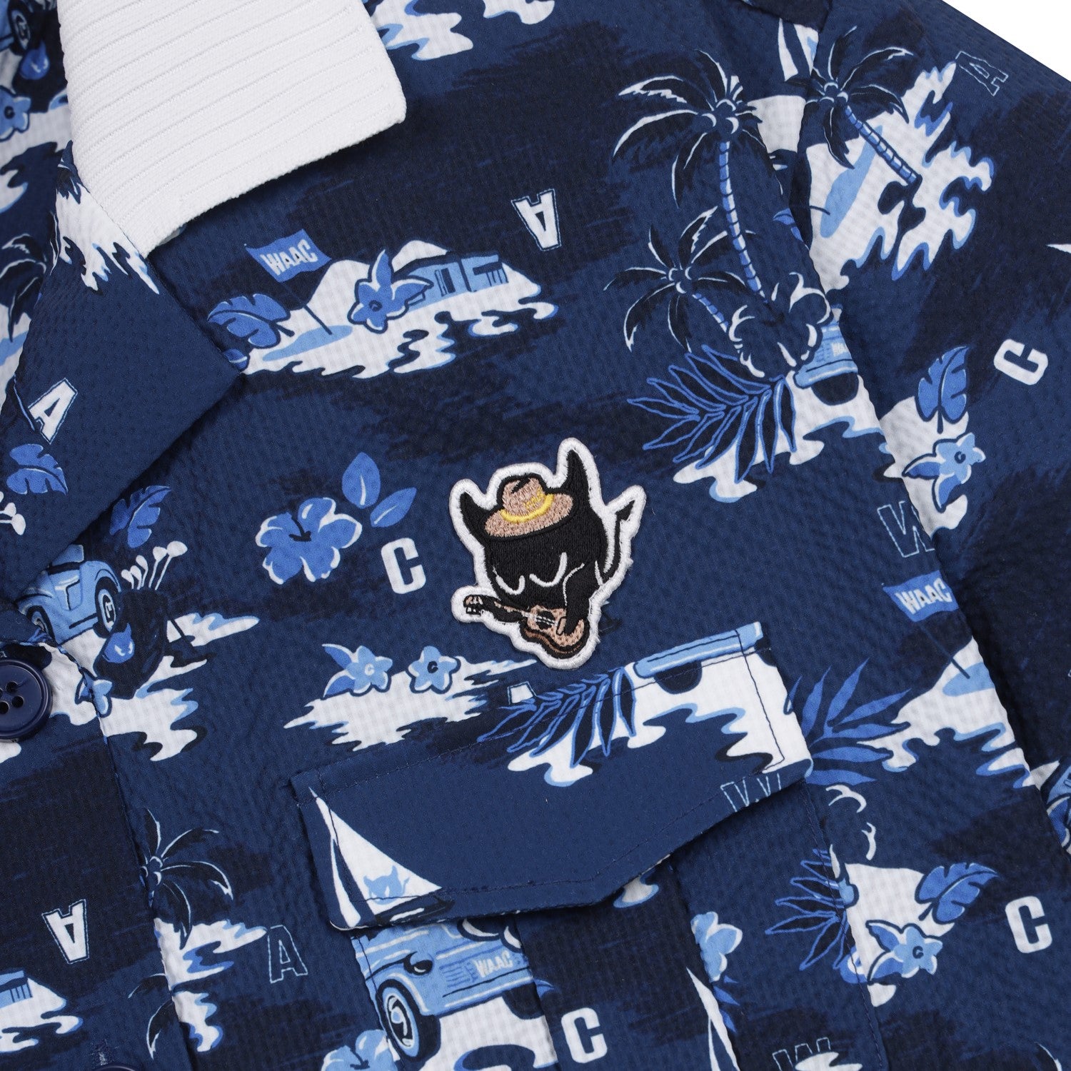 【25SS 新作|WEB限定】WOMEN シアサッカーオープンカラーシャツ ネイビー