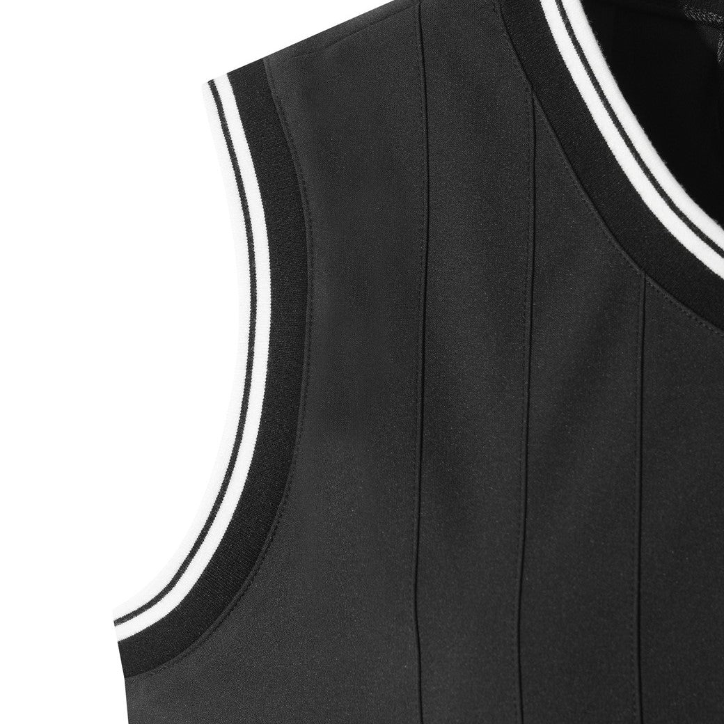 WOMEN ジャージープリーツベスト ブラック