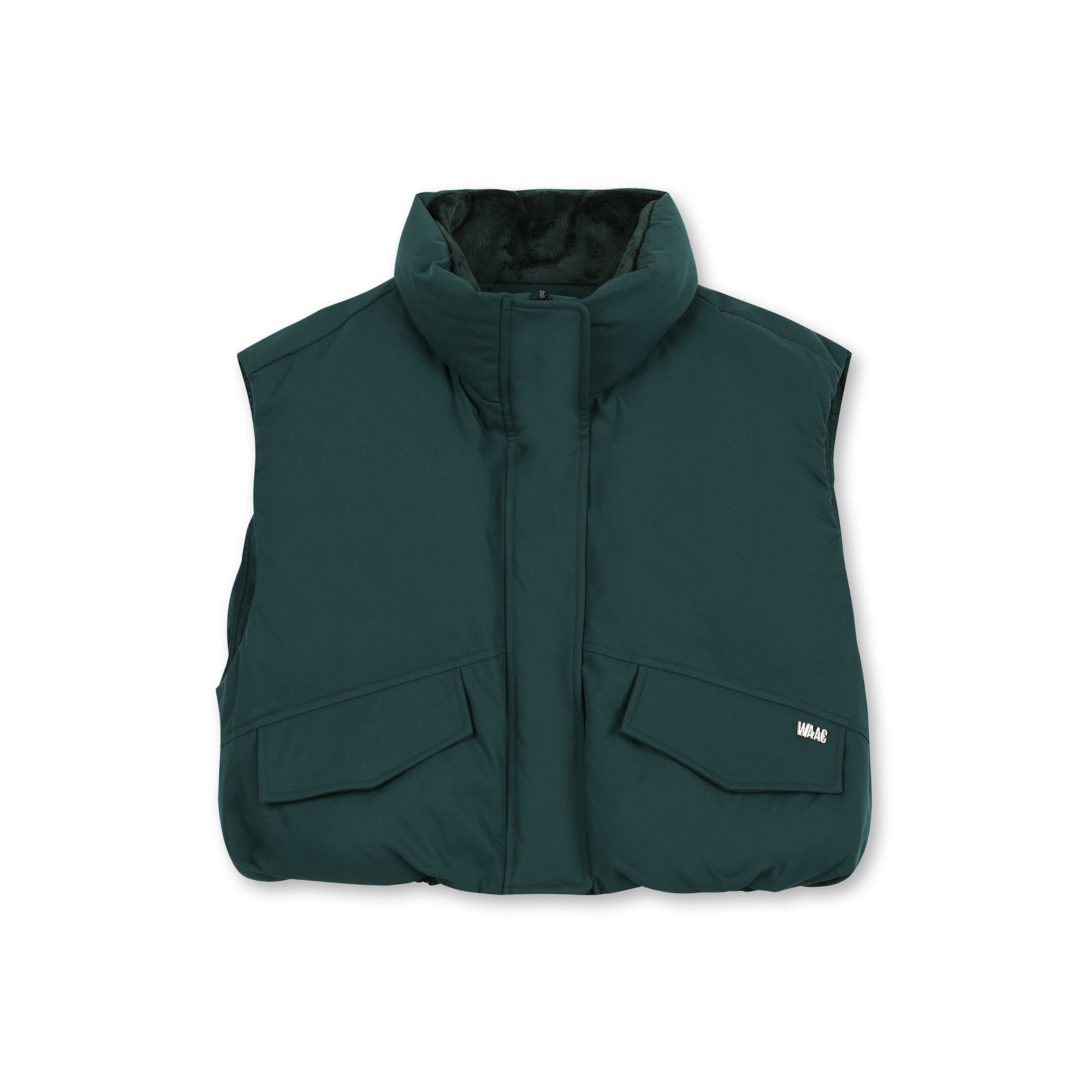 WOMEN ショートパディングダウンベスト ダークグリーン