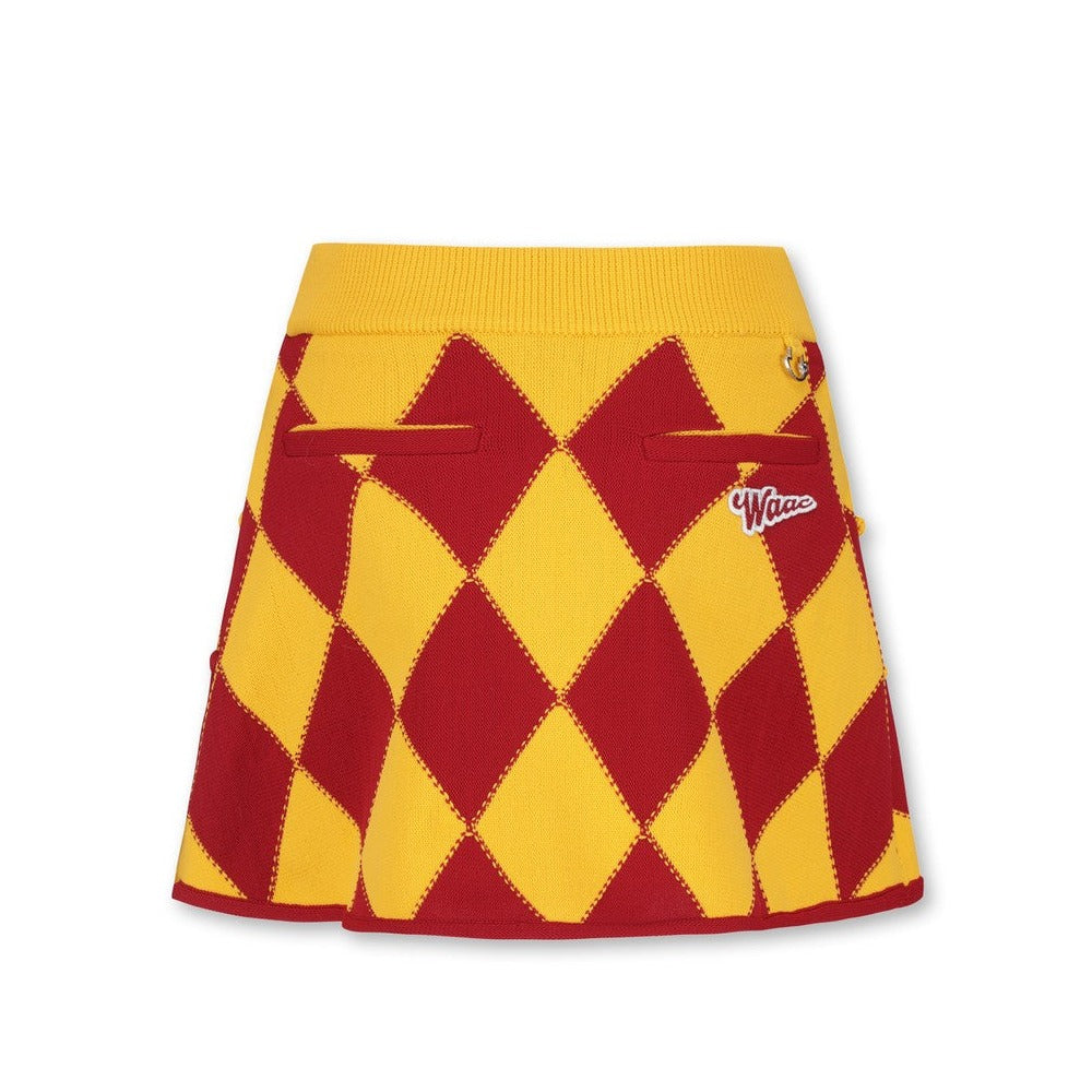 WOMEN アーガイルAラインスカート マスタード