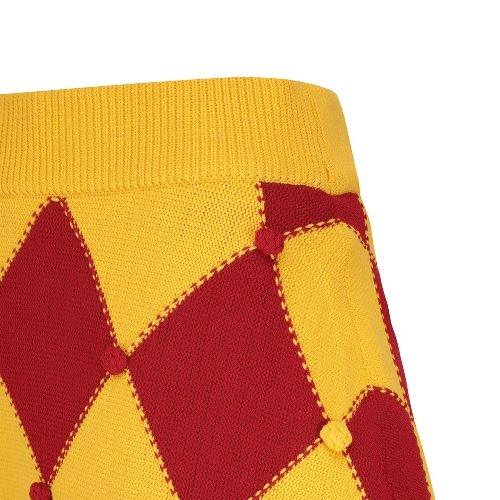 WOMEN アーガイルAラインスカート マスタード