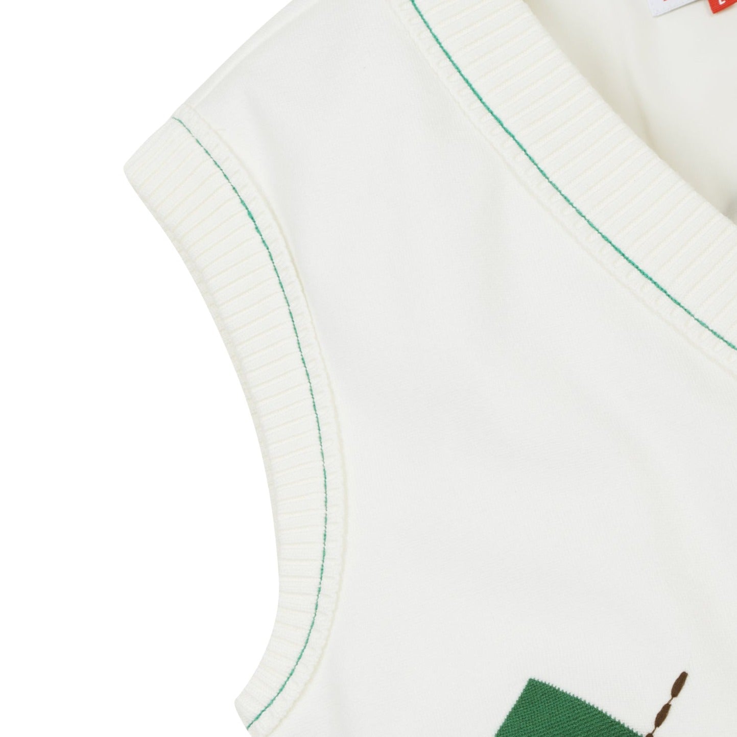 WOMEN 刺繍スリーブレスカーディガン アイボリー