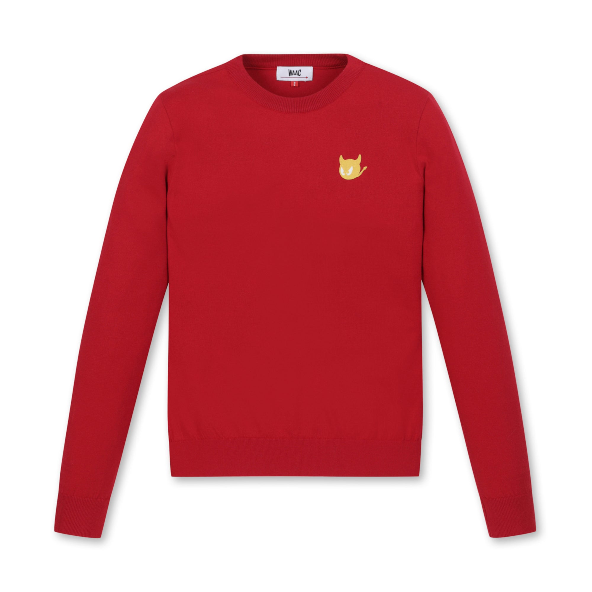 WOMEN バックロゴソリッドセーター レッド