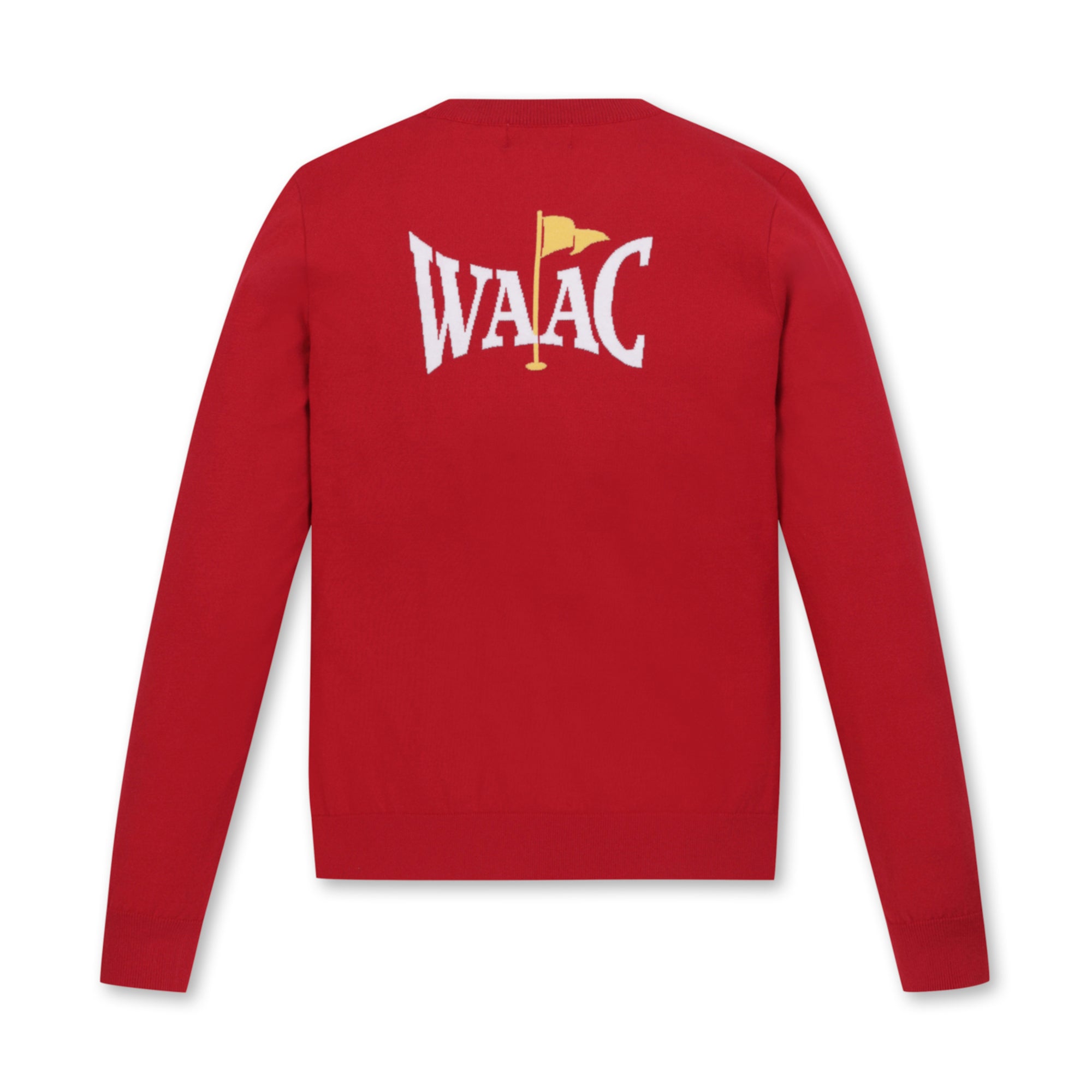 WOMEN バックロゴソリッドセーター レッド