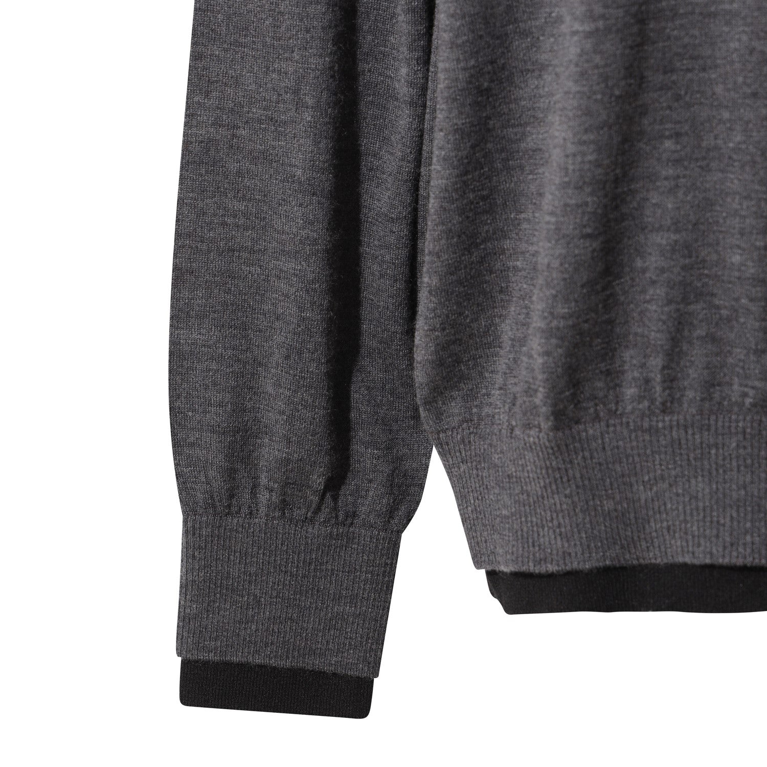 WOMEN ダブルリブVネックセーター グレー