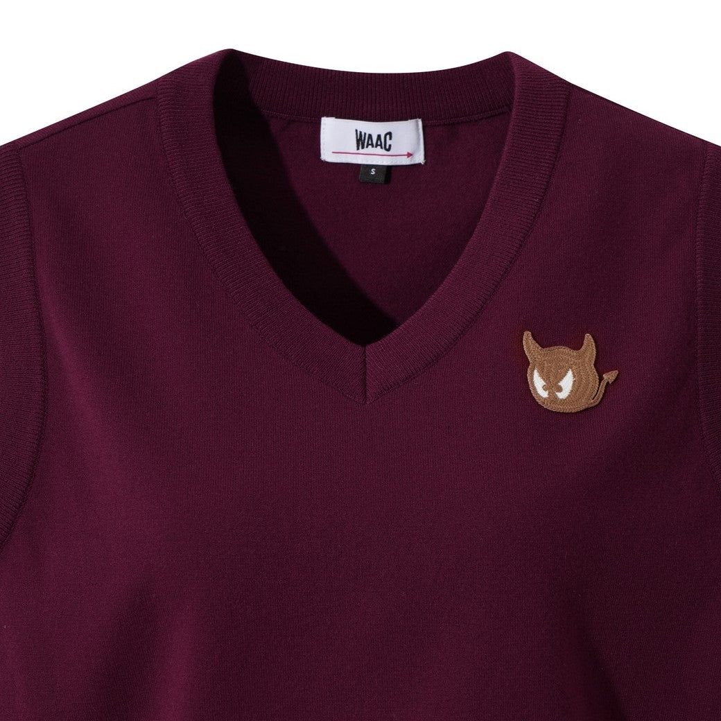 WOMEN Vネックニットベスト バーガンディ