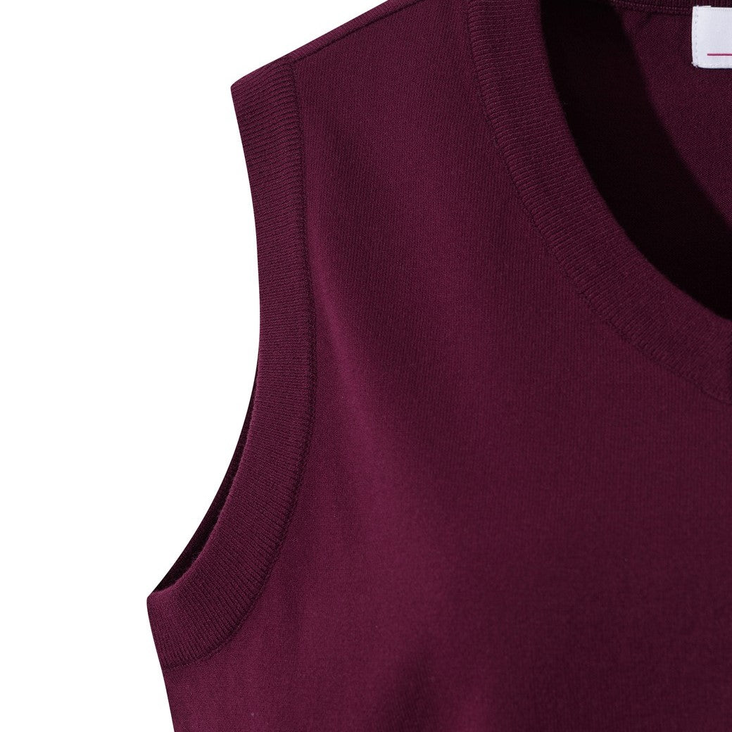 WOMEN Vネックニットベスト バーガンディ