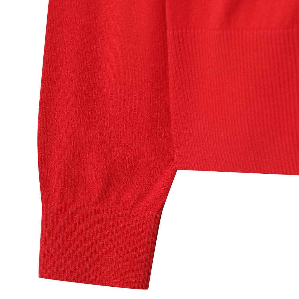 WOMEN Vネック ニットカーディガン レッド