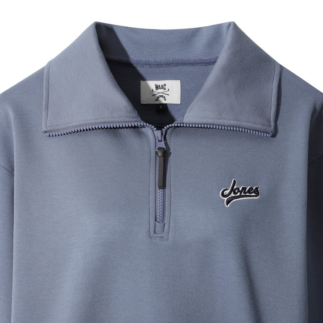 【WAAC X JONES】WOMEN ハーフジップスウェットシャツ サックスブルー