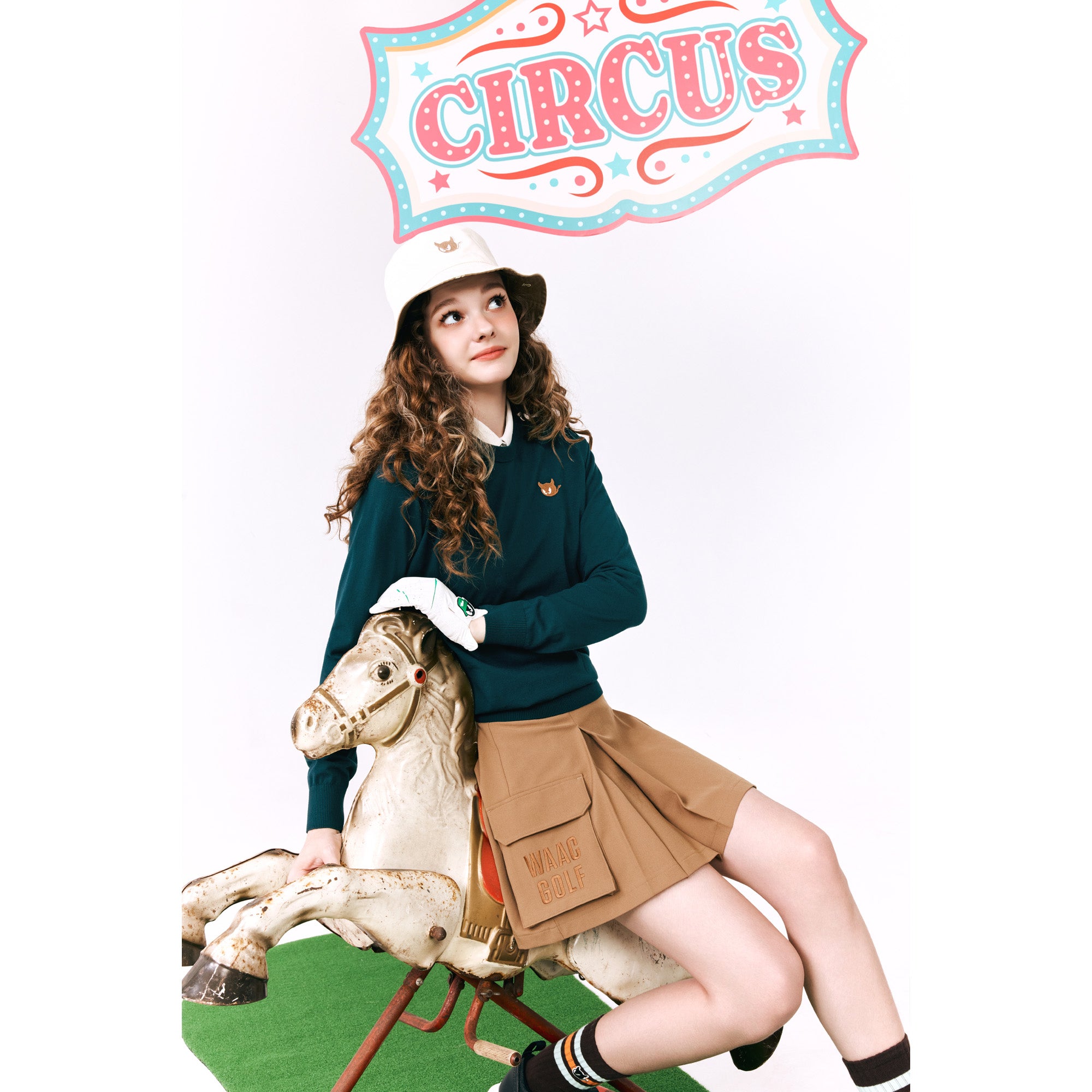 WOMENS ESSENTIALニット ダークグリーン/072244770