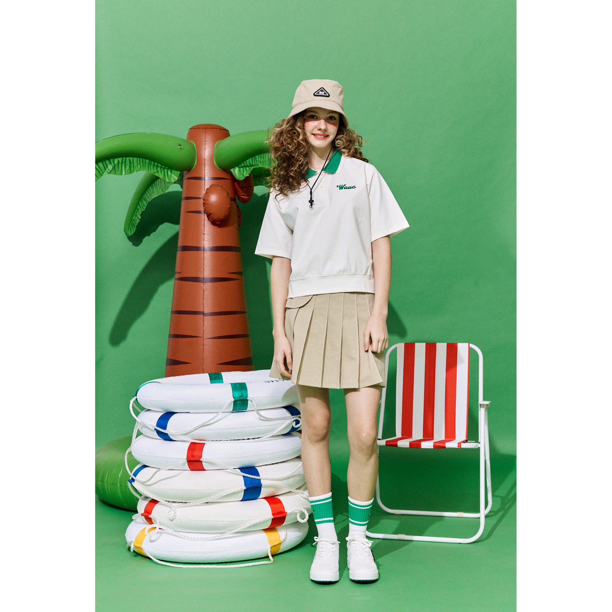 WOMENS デニムライク2WAY スカート ベージュ/072242370