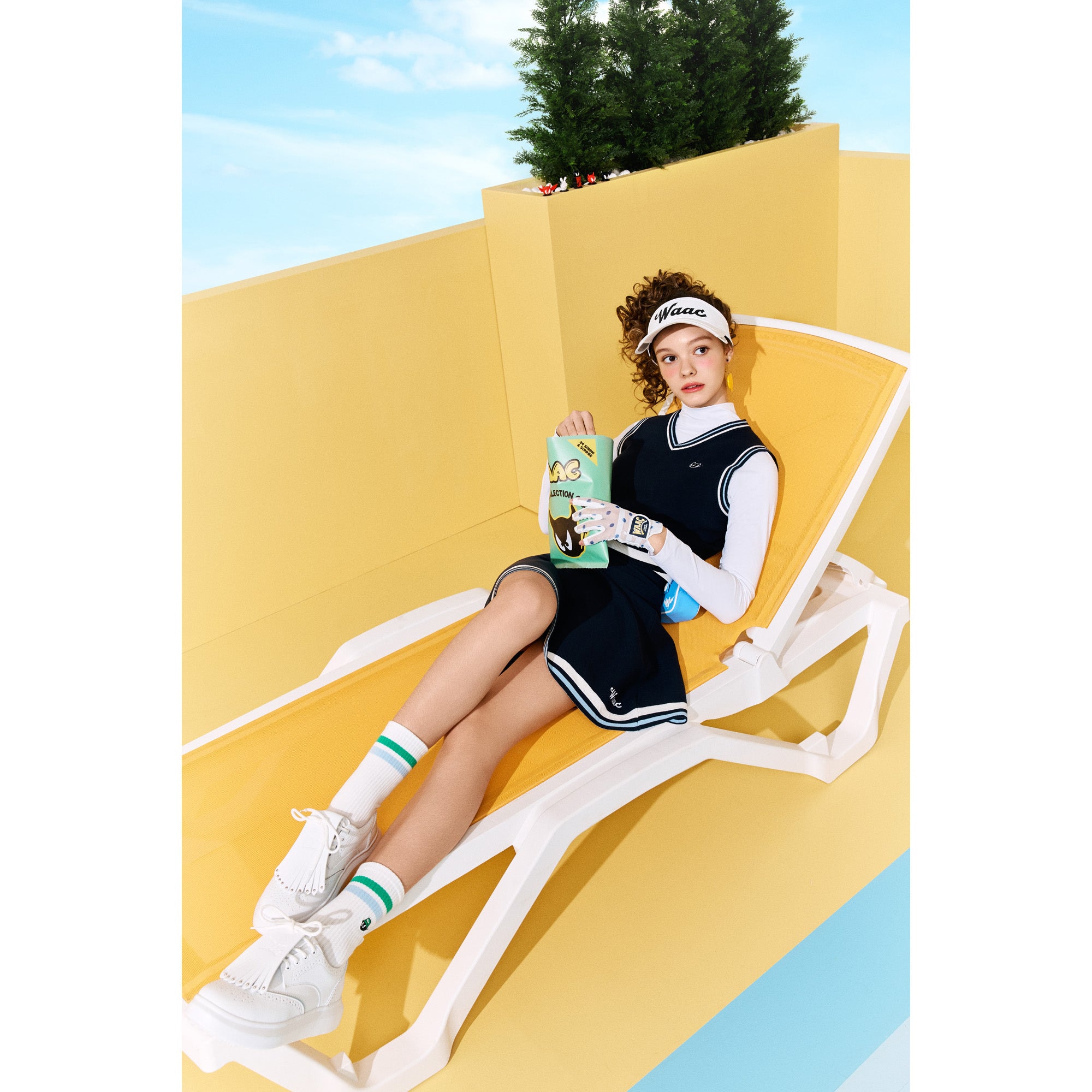 WOMENS カラーラインニットベスト ネイビー/072242780