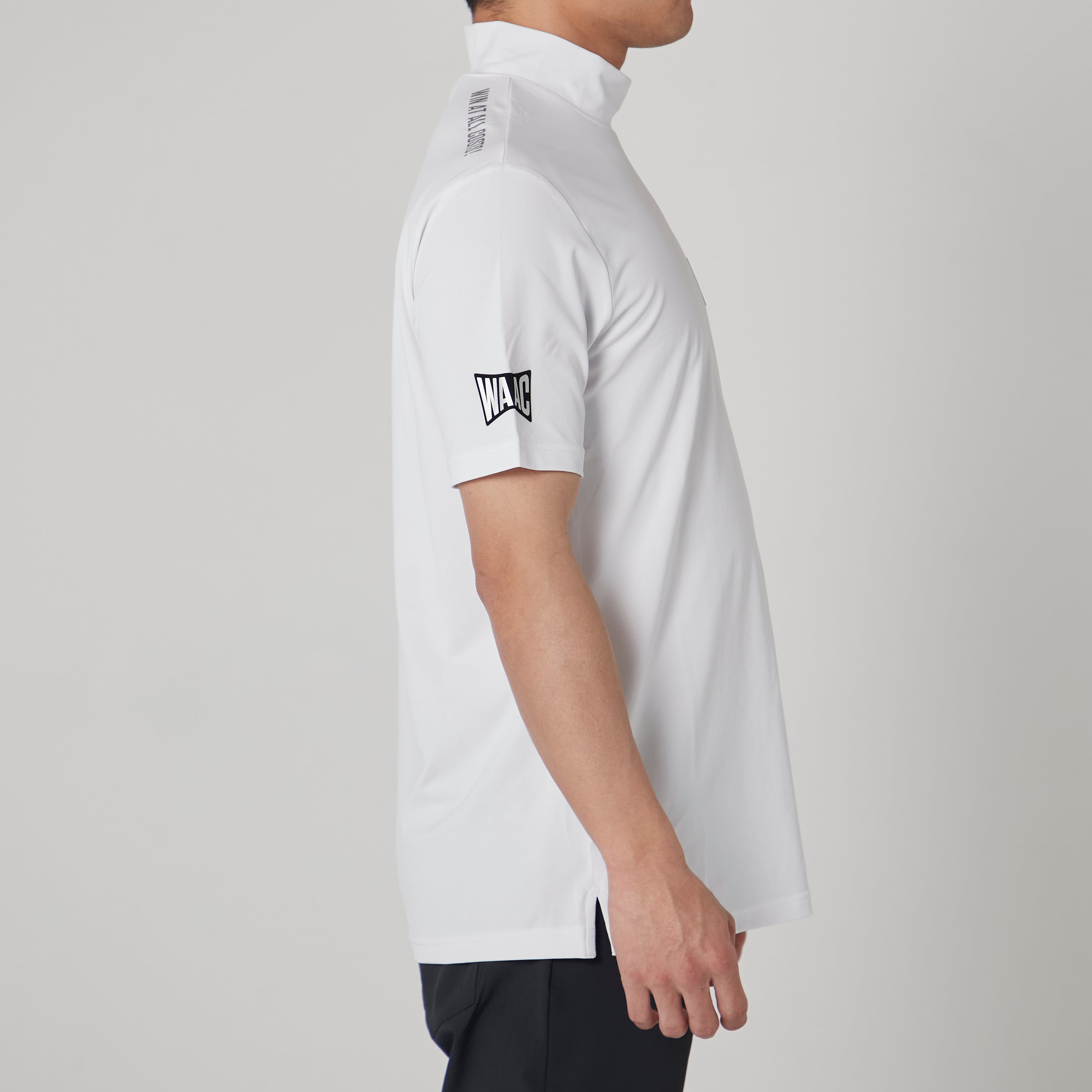 【伸縮性素材】MENS BASICベア天竺 半袖モックネックTシャツ ホワイト/072222005