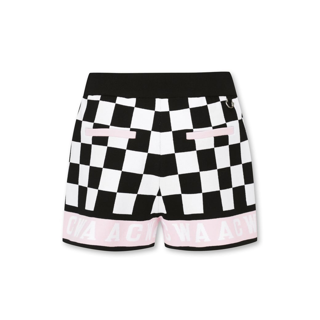 WOMENS チェッカーバリアントエリー ニットショーツ ブラック/072332458