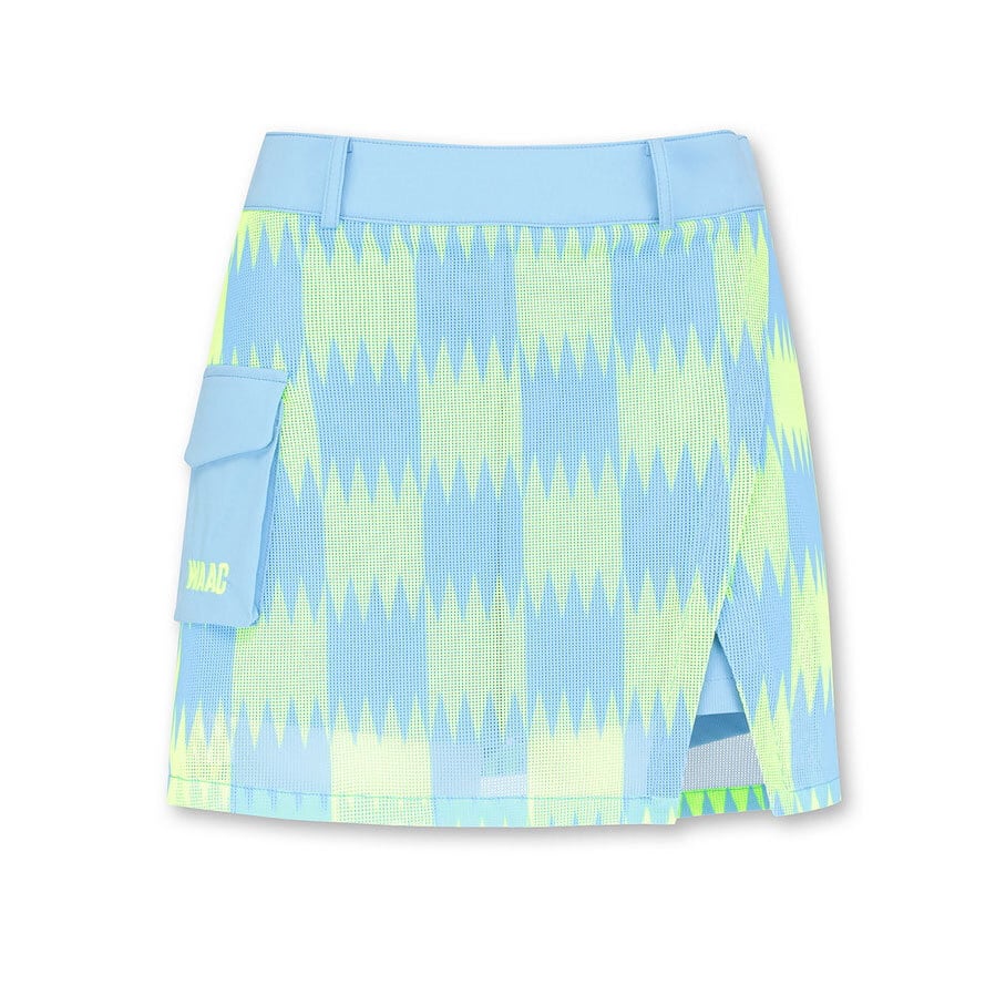 WOMEN シーズンパターンメッシュスカート イエローグリーン