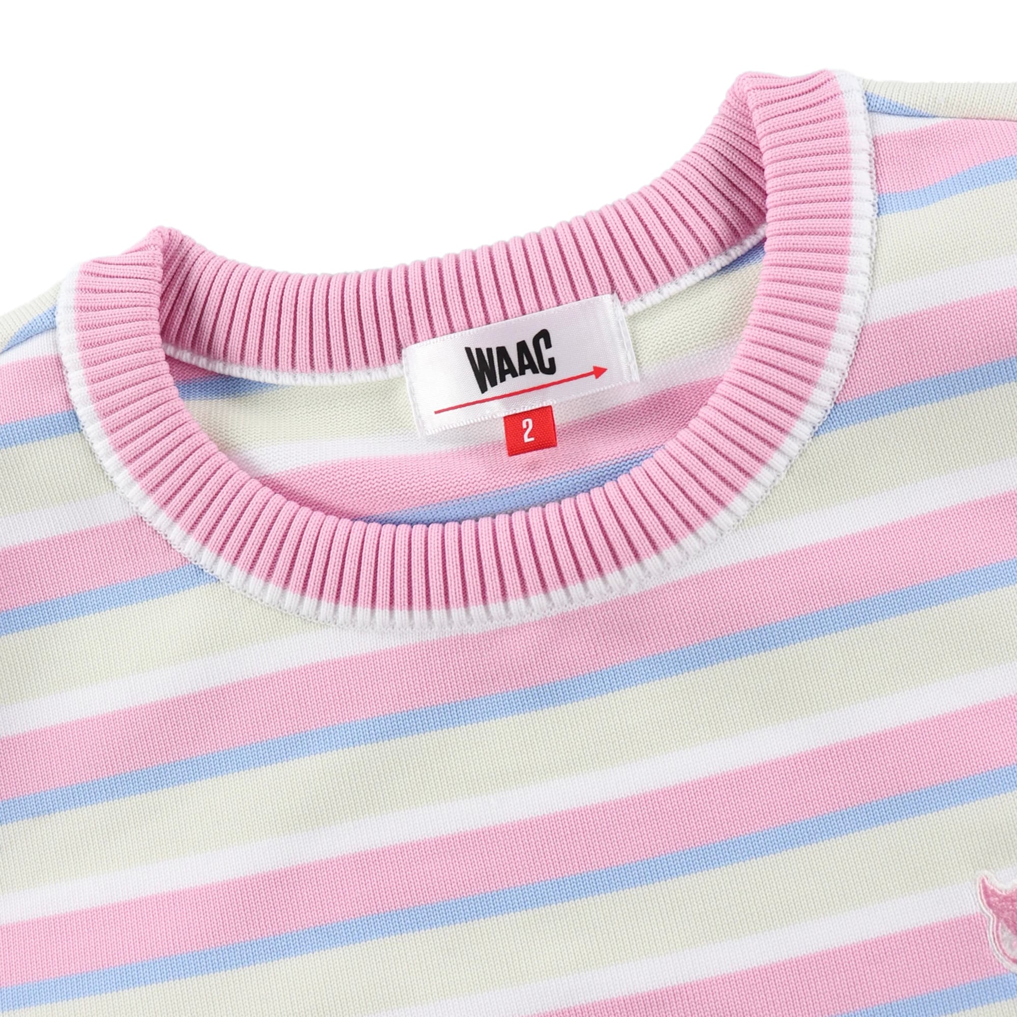 WOMEN マイクロスリームボーダー プルオーバー ピンク