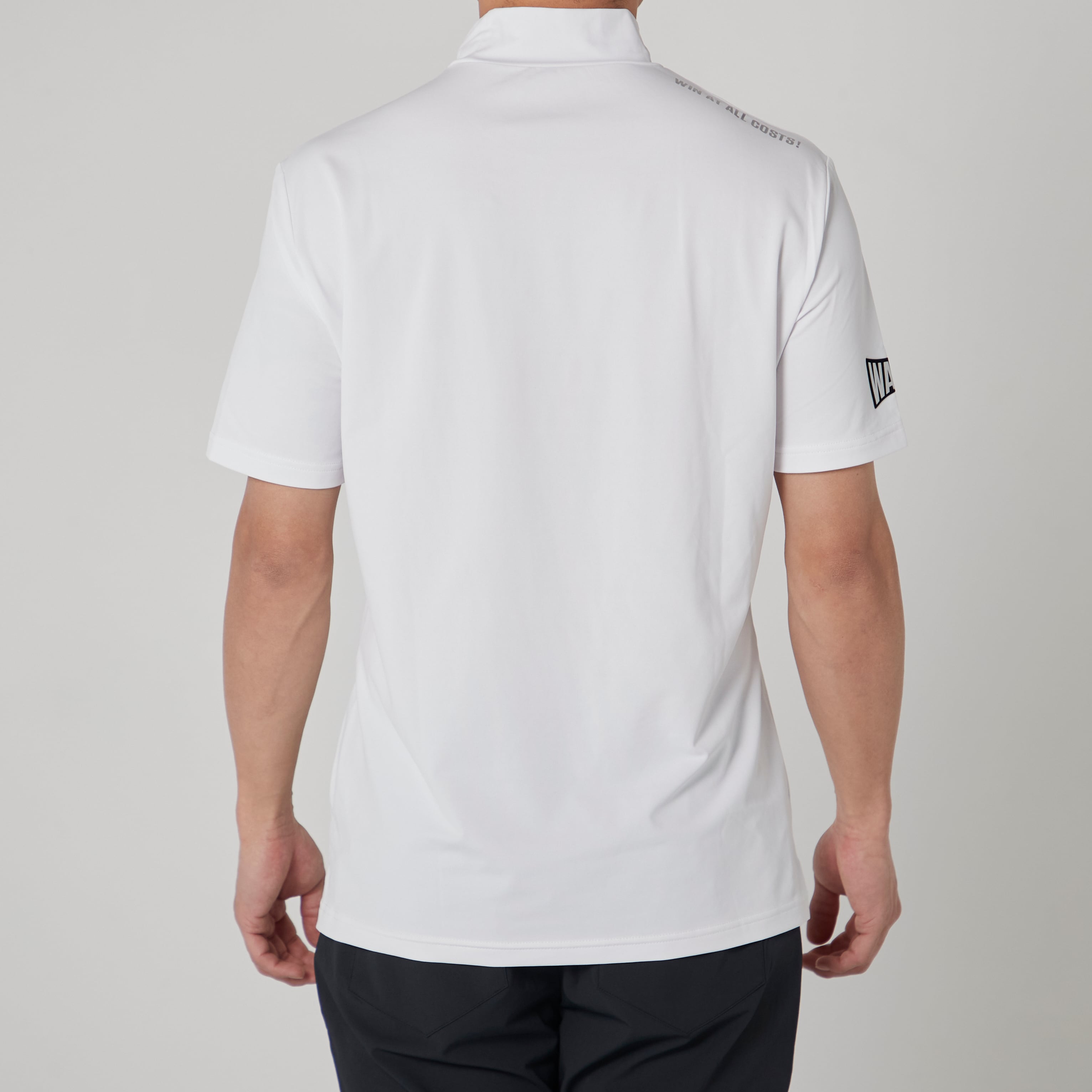 【伸縮性素材】MENS BASICベア天竺 半袖モックネックTシャツ ホワイト/072222005