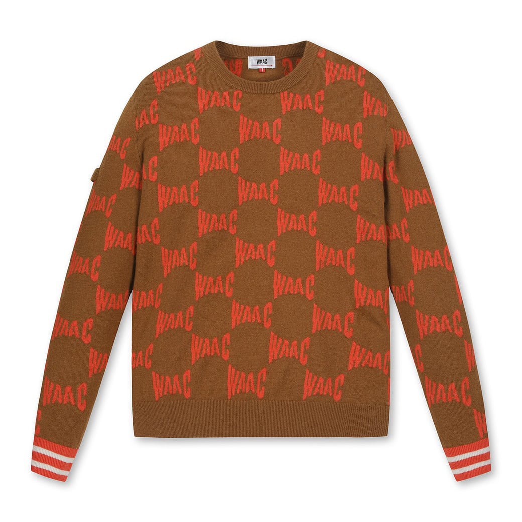 MEN ウール・カシミヤ ロゴジャカードセーター