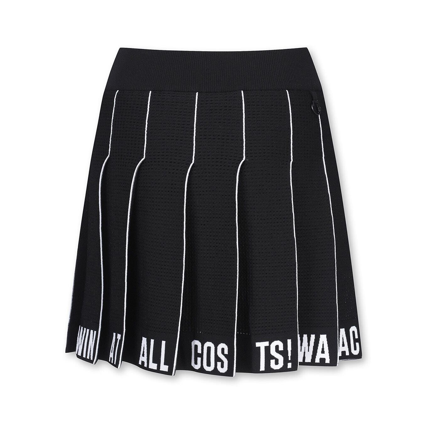 WOMEN 裾レタリングプリーツスカート ブラック